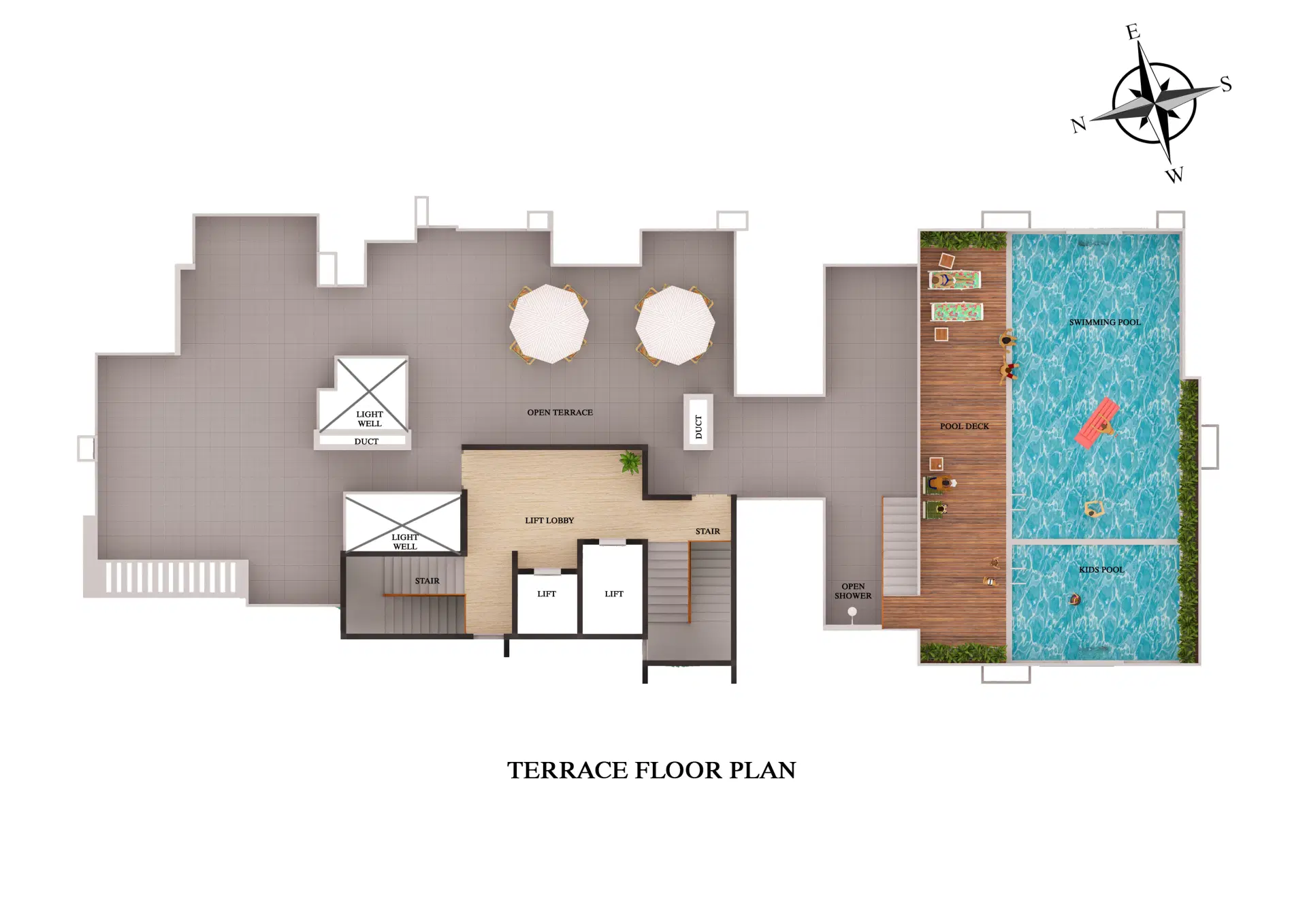 Terrace floor plan of Elixir Anfield premium 3 BHK flats in Thrissur